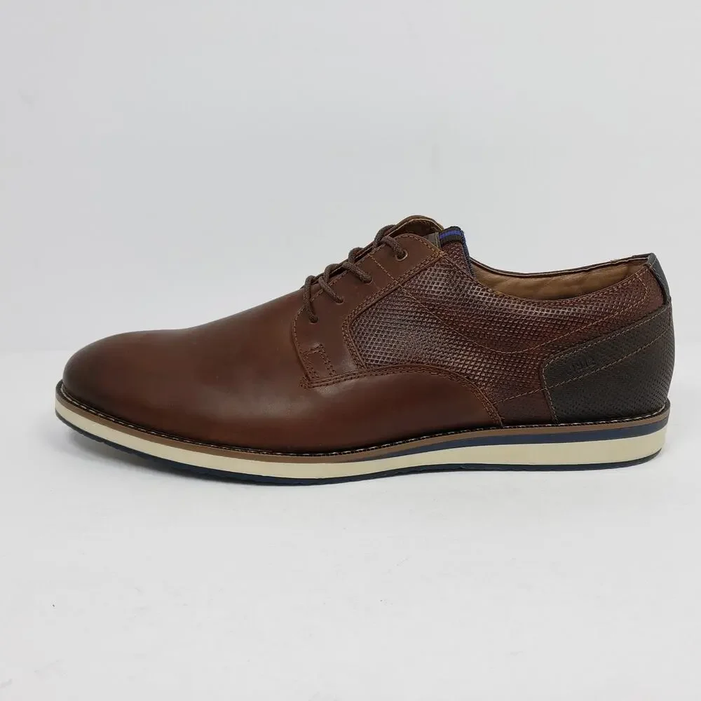 Nunn Bush Circuit Plain Toe Mens Size 12 W Brown Leather Comfort Oxford Shoes